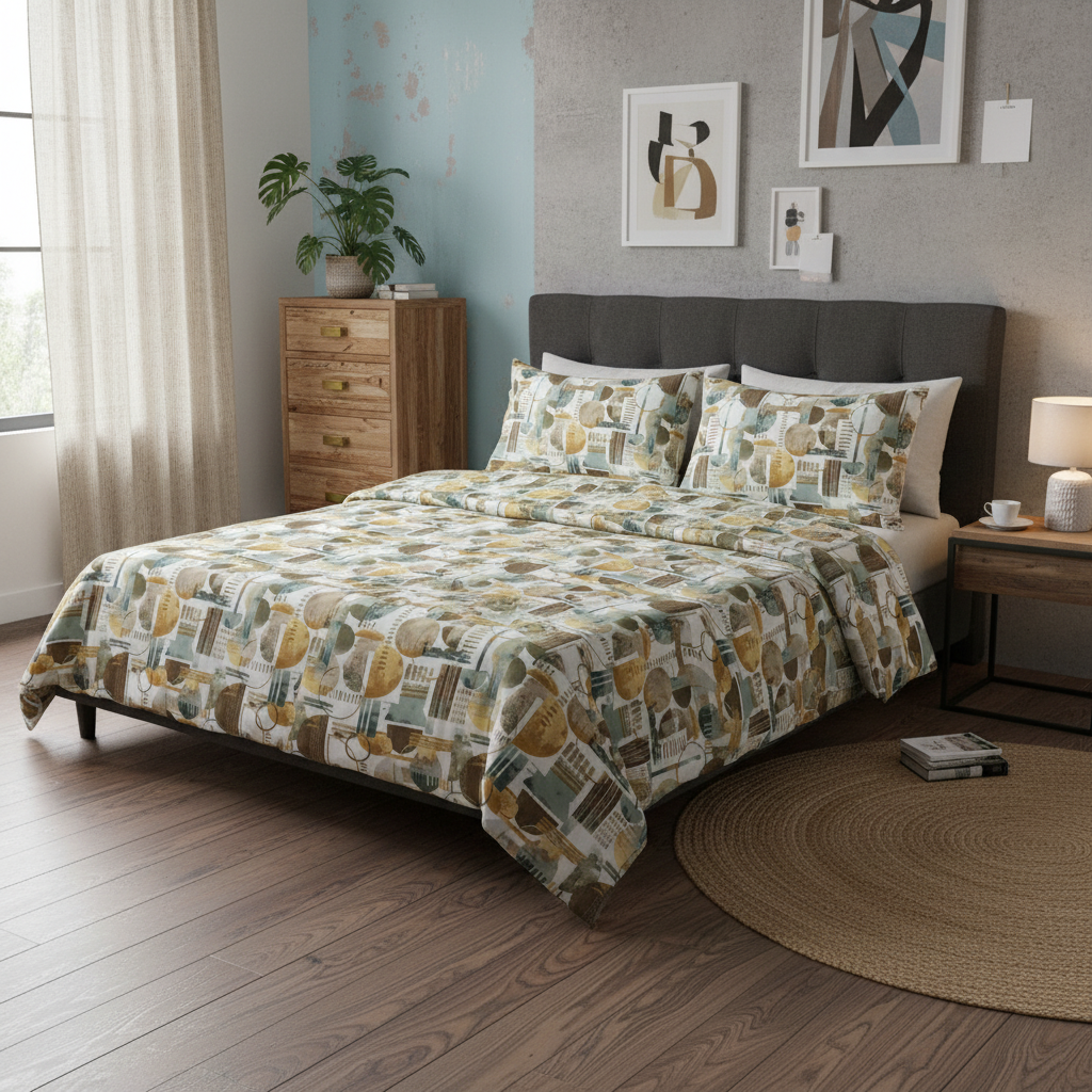 Bej Altın Soyut Daire Kolaj Deseni